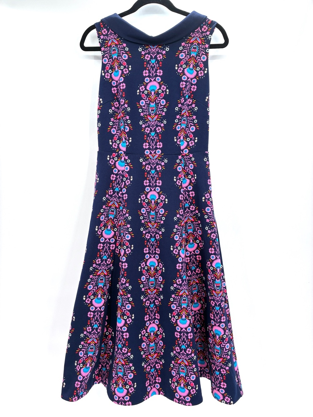 Boden Aria Ponte Knit Fit Flare Floral Colorful Midi Sleeveless Dress Size 6